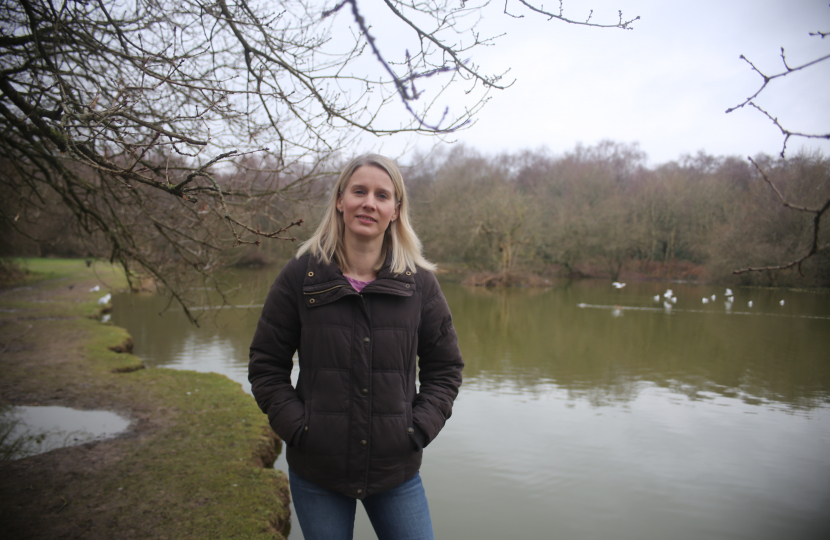 Rebecca Paul at Burgh Heath pond