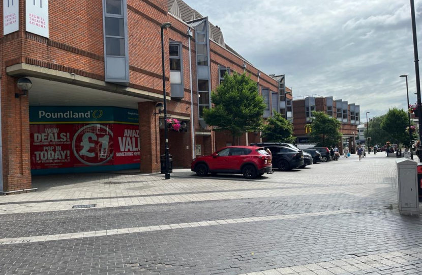 Pavement parking on Station Road, Redhill town centre