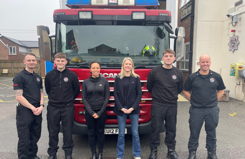 Rebecca Paul and Nadean Moses at Banstead Fire Station