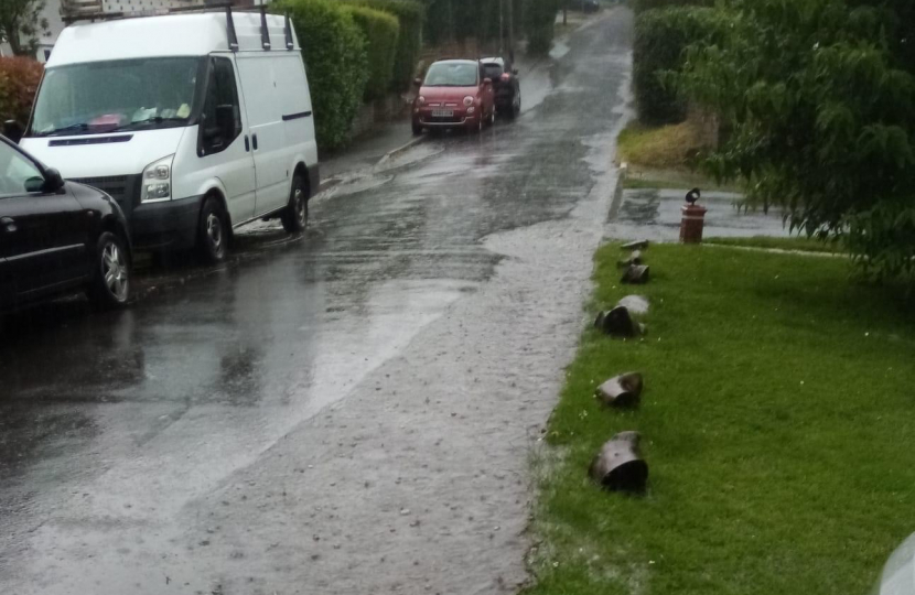 Flooding on Epsom Lane South, Tadworth