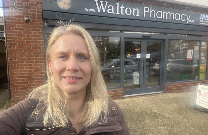 Rebecca Paul outside Walton Pharmacy