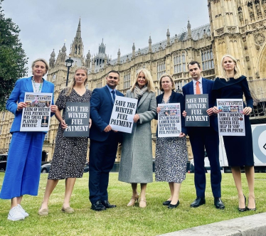 Rebecca Paul MP with Conservative colleagues protesting Winter Fuel Payment Cut