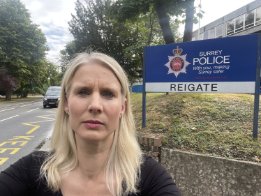 Rebecca Paul MP outside Reigate Police Station